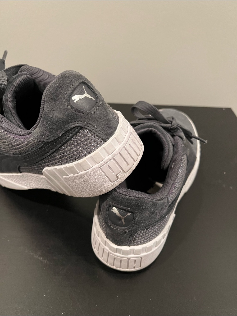 Puma Women’s Gray Suede & Sparkling Mesh Low-Top Sneakers